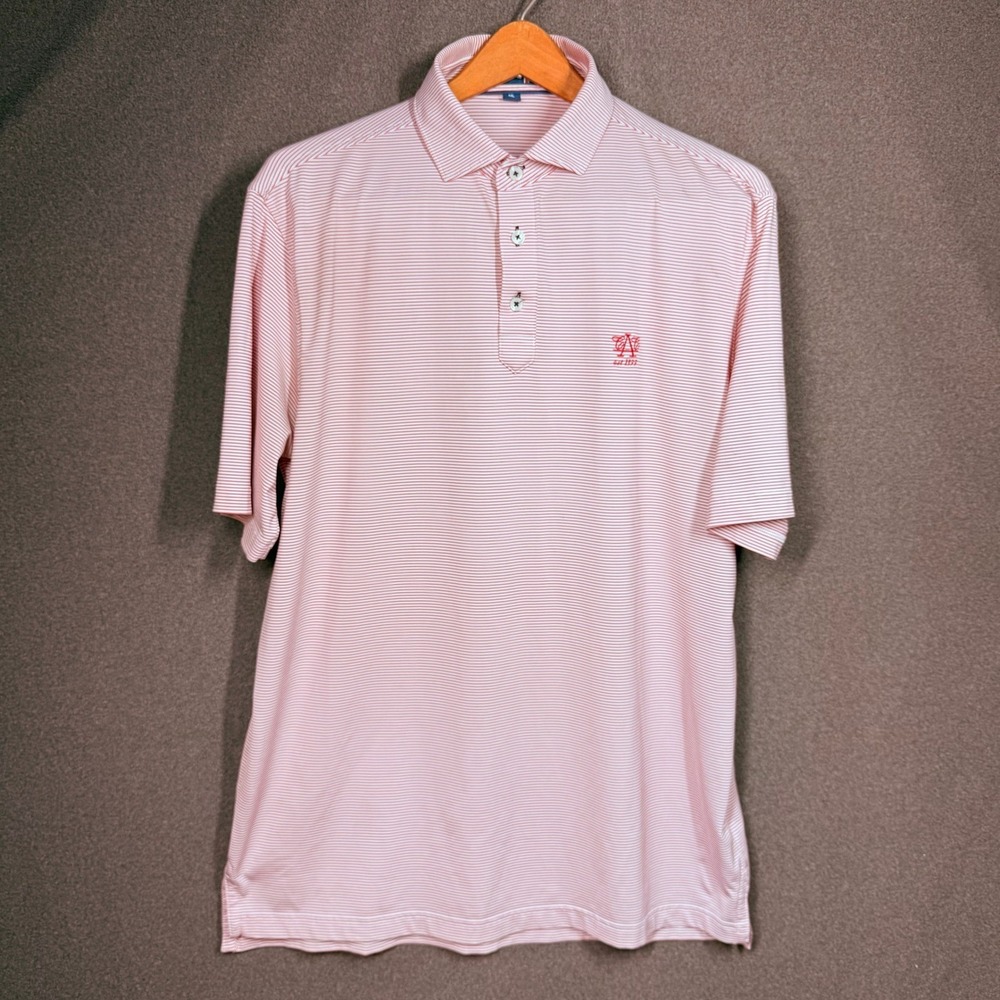 STITCH Golf performance Austin C Club Mens Polo Shirt Red & White Stripe Size ML - Picture 3 of 13